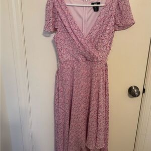 Dkny Pink Flutter Sleeve Midi Sundress